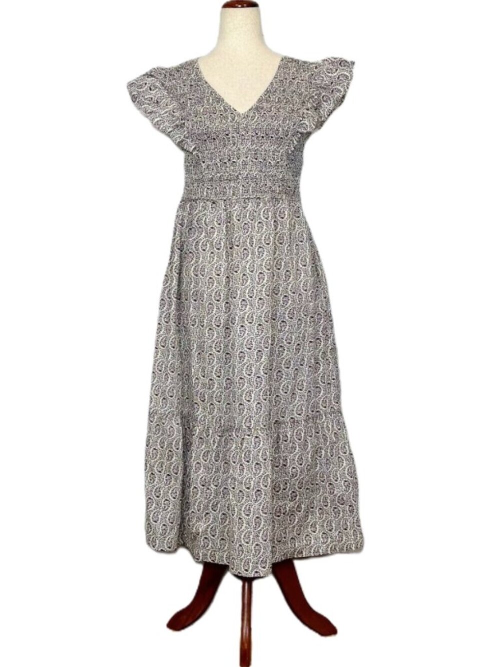 GAP Smocked Flutter Sleeve Prairie Style Maxi Dress Size XS